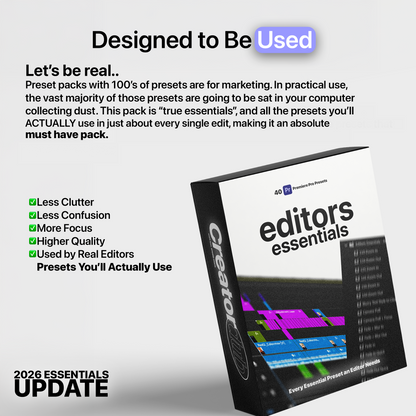 Editors Essentials - 40+ Adobe Premiere Pro Presets